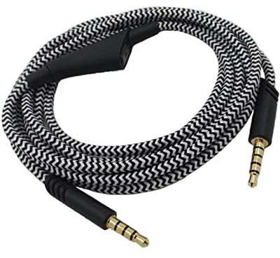 für Astro A10 Headset-Kabel, 6,6 Fuß Lautstärkereglerkabel, Gaming-Headset-Audiokabel mit Tuning-Ausrüstung, Kompatibel mit Astro A30 A40-Headset (Schwarz-Weiss)