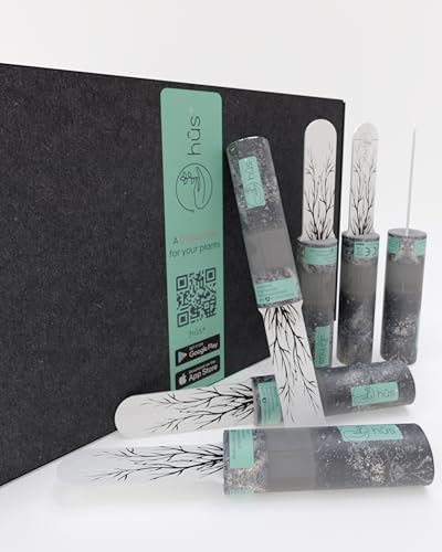 hûs+ Flower eco | A Babysitter for Your Plants | Digitaler Gießanzeiger inkl. 10-Jahres-Batterie * Feuchtigkeitsmesser für Pflanzen - Feuchtigkeitsmessgerät Bodentester Wasserdicht Sensor