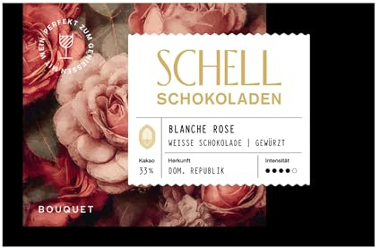 Schell Schokoladen Weiße Schokolade – Blanche Rose | Edle Schokolade aus nachhaltiger Produktion, exklusive Süßigkeiten als tolles dankeschön Geschenk, Schokolade Geschenk