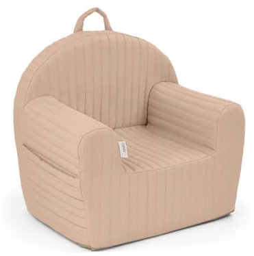 Albero Mio Kindersessel mit Griff | Bequemer und weicher Schaumstoffsessel | Babysessel ideal für das Kinderzimmer | Kindersessel Mädchen und Jungen | 50x35x45 cm | Nougat