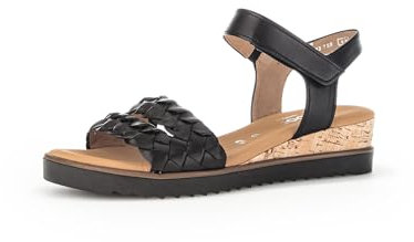 Gabor Damen Keilsandalen, Frauen Sandalen,Moderate Mehrweite (G),Sommerschuhe,Freizeitschuhe,offene Schuhe,schwarz(Kork/schw),39 EU / 6 UK