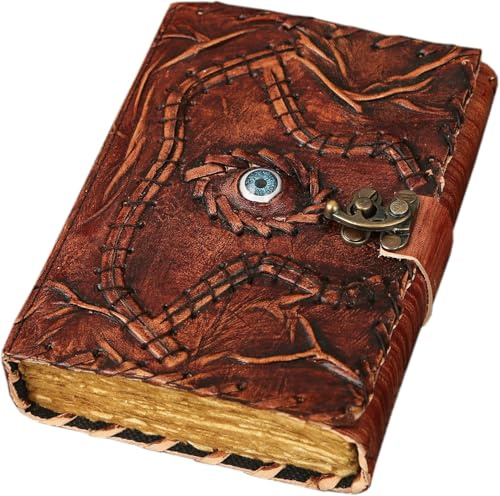 Saify Handicrafts Hocus Pocus Book Of Spells, With Real Spells, Prop Halloween Decorations Decor, Book Of Shadows,Witchy Gifts For Women Leather Writing & Sketchbook Journal (10x7 Inch, Brown)