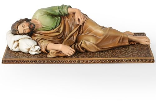BC BUILDCLASSIC Katholischer schlafender Heiliger Josef, religiöse Gebetsfigur, Schutzpatron-Statue, katholisches Geschenk für Vater, fromme Wohn-Deko, 30 cm lang, Renaissance-Skulptur handgefertigt