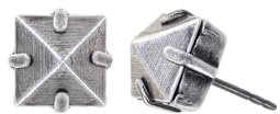 Konplott: Ohrstecker Free Spirit grey, viereckige klassische Nieten-Ohrstecker aus Metall, für Damen/Frauen