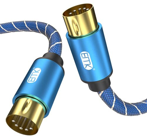 EMK MIDI Kabel, 5Pins MIDI Instrumentenkabel Keyboard Kabel Stecker zu Stecker MiDi in-Out zu 5-polige DIN MI-DI Kabels Für elektronisch Orgel, Mischpult, Klavier, E-Trommel (0,5 Meter)