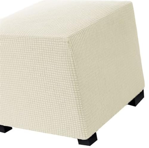 Hockerbezug Quadratisch 45cm/50cm/65cm Ottomane Bezug Quadratisch Bezug Hocker Quadratisch Hocker überzug Schonbezug Bezug für Fußhocker Stretch Ottomane Abdeckung Hockerabdeckung(Color:Beige,Size:60x