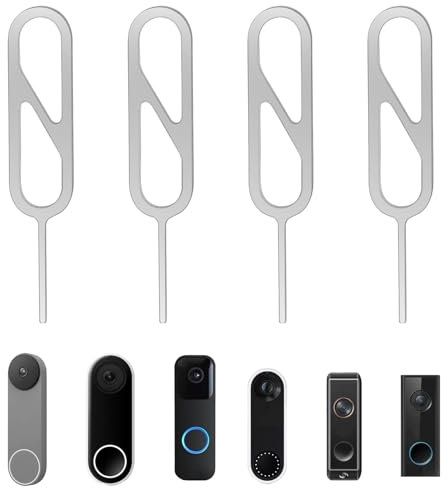 ZEYIYER 4PCS Doorbell Removal Pin, Doorbell Key Tool for Doorbell Battery Replacement, Security Release Pin Key Compatible with Google Nest Doorbell/Arlo/Nest/Eufy Video Doorbell Remove Doorbell Tool