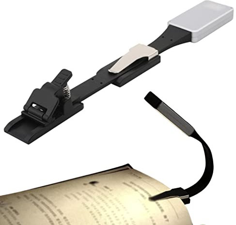 Buchleuchte Clip , Leselampe Buchklemme, LED Buchlampe mit Zwei Clips, Flexible Arbeitsplatzleuchten für eBook Reader Buchmagazine