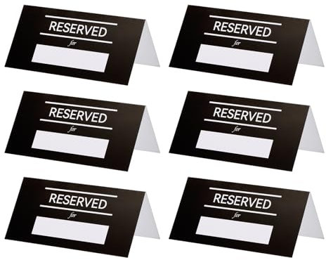 PATIKIL 40 Pack Carteles de Mesa Reservada Tarjetas de Nombre de Asientos de Doble Cara para Mesas en Bodas Restaurantes Fiestas Eventos de Servicio de Alimentos Negro
