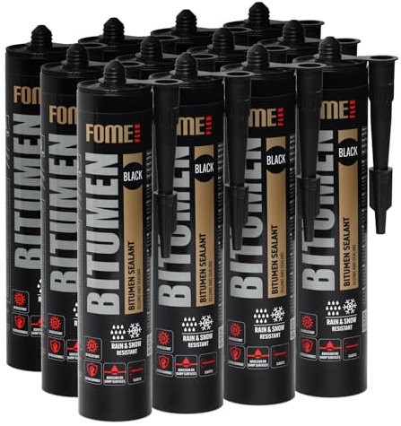 Fome Flex Bitumendichtstoff 12x300 ml – Wasserdichte Dichtmasse für Außen, Dachreparaturmasse für Bitumenoberflächen – Perfekte Abdichtung für Profis