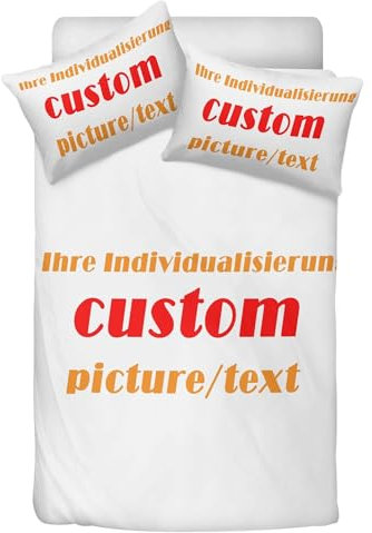 STARSAY Custom Bettwäsche Anpassen Mikrofaser 1 Bettbezüge und 2 Kissenbezug,Kinder Schlafzimmer dekorative Bettwaren-Sets 3-teilig (Personalisiert)