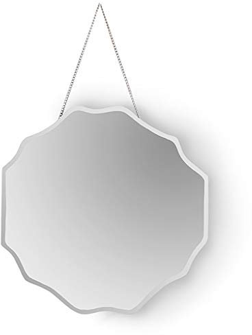 SXKJ Espejo de baño Espejo de Pared Colgante, Moderno Espejo cosmético de Belleza de Vidrio Templado sin Marco con cordón de Cadena Ajustable Espejo colgado en la Puerta