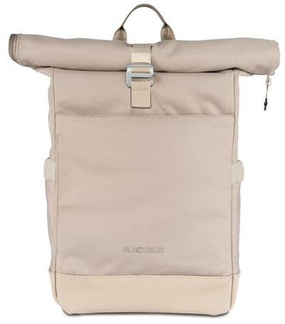 Blackbeat - Wasserabweisender Rolltop-Rucksack für Damen & Herren - mit Laptopfach, 2 Außenfächern, Getränke & Kofferhalterung - Daypack für Fahrrad, Arbeit, Reise & Sport - 15x28x56cm - 27L Volumen