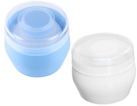 IWOWHERO 2stücke Pulverbehälter Mit Flauschiger Quaste Leerer Talkumpuderbehälter Praktisch Für Hause Und Unterwegs Einfache Bedienung Minimiert Puderverlust