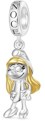 GNOCE Charm Anhänger Schlumpf Anhänger 925 Sterlingsilber Beads Charms für Frauen und Mädchen Schmuckgeschenk für Filmfan