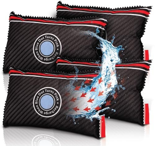 PINGI Car Dehumidifier Bag 4x 350g | Absorbs Moisture, Damp, & Condensation on Windscreens & Car Interior | 100% Leakproof | Reusable Dehumidifier | Dashboard Dehumidifier & Car Condensation Remover