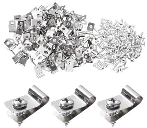 QUARKZMAN 50 Stück Drahtzaun Clips 5 mm Edelstahl Zaun Drahtklemmen Landwirtschaftliche Zaunmontage Clips mit 50 Stück Schrauben zur Befestigung von 12-16 Gauge Drähten