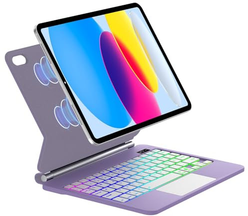 IVEOPPE Magic Keyboard für iPad 10. Generation & iPad 11 A16 (2025), Magnetische Freischwebende Design, Präzises Multi-Touch Trackpad Tastatur für ipad 10 10,9 Zoll / A16 11 Zoll, Lila