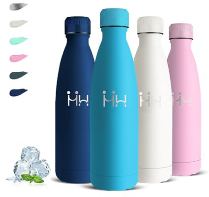 Botella Agua Acero Inoxidable, Botella Termica 500ml, A Prueba de Fugas, Cantimplora Infantil, Mantiene 24H Frio/12H Calor, Garrafa Termica, Sin BPA, Cantimplora para la Escuela, Viajar, Oficina