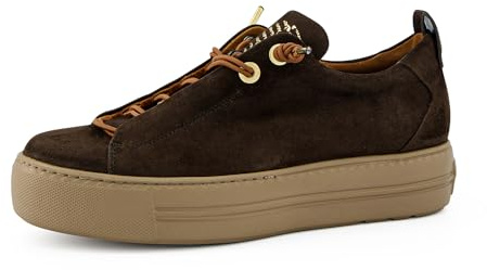 Paul Green Low-Top Sneaker Damen - Eva-Sohle, Elastische Schnürsenkel, Softes Leder Komfort - Büro & Freizeit Damenschuhe - Braun 44x