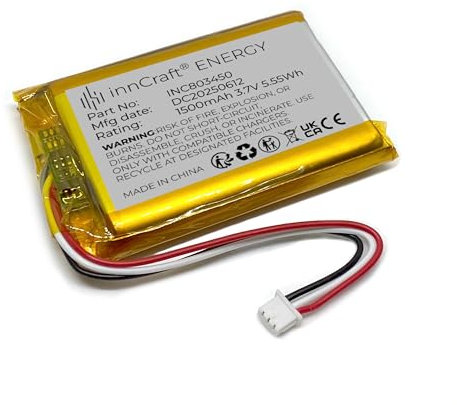 Lithium Polymer Akku innCraft Energy 1500mAh 3.7V, 51x34x8 Modell 803450 3P Molex 51021-030 1.25mm Anschluss
