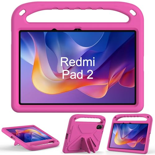 XunyLyee Funda Infantil para Xiaomi Redmi Pad 2 2025 (11 Pulgadas) | Funda a prueba de golpes para tabletas Niños, Rosa