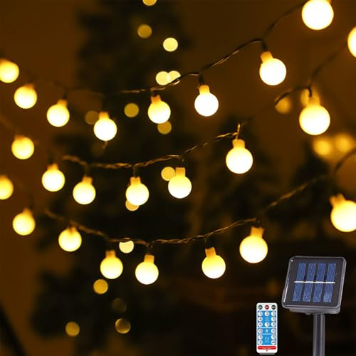 Solar Lichterkette Außen,15M 100 LED Lichterkette Kugeln Wasserdicht,LED Lichterketten Globe Außen,8 Modi Globe Solarlichterkette für,Gartenbeleuchtung,Partybeleuchtung,Terassen Balkon