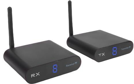 Elprico 2.4Ghz Wireless Audio Transmitter Receiver,656ft/200m Long Range Low Latency with AV In/Out,Wireless Audio Adapter,Wireless Adapter Kit for Subwoofer/Powered (UK Plug)