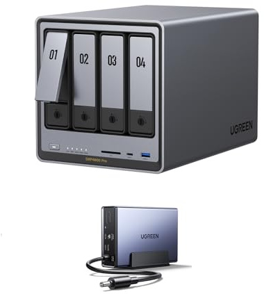 UGREEN NAS DXP4800 Pro 4-Bay Desktop NAS + 120W UPS, Intel® Core™ i3-1315U 6-Core CPU, 8GB DDR5 RAM, 128G SSD, 1x 10GbE, 1x 2.5GbE, 2X M.2 NVMe Slots (Diskless)
