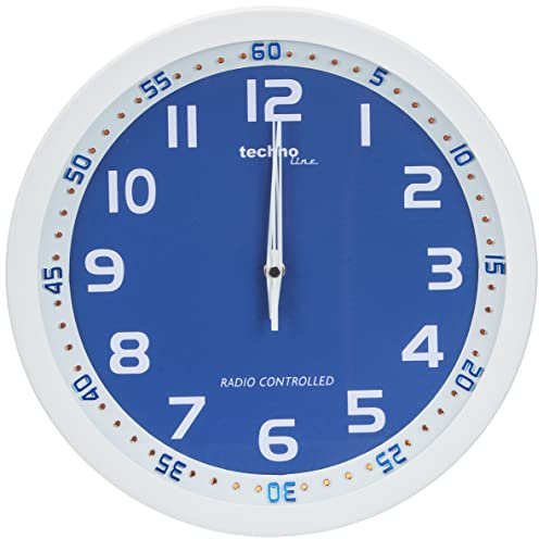 Technoline, WT 8971 Funk-Wanduhr, Ø 30cm, weiß-blau