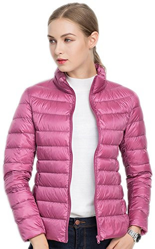 Santimon Donna Giacche Corto Piumino Cappotto Ultraleggeri Trapuntato Packable Inverno Giacca Rosa Small