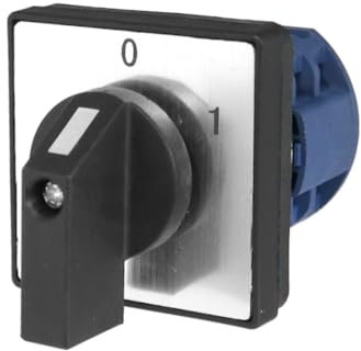 WITTKOWARE Nockenschalter mit Aluminium-Frontplatte (48x48mm) und Drehknopf, 230/400V~, 20A (4x EIN, Beschriftung 0/1)