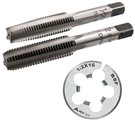 1/2 x 16 BSF Set de tarauds et filieres Taper Plug & Die en acier au carbone