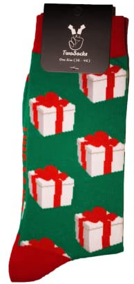 TwoSocks Weihnachtssocken | Damen & Herren | witzige Strümpfe als Geschenk | Baumwolle | Einheitsgröße