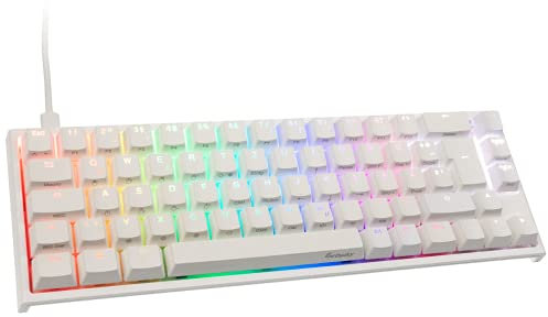 Ducky ONE 2 SF Gaming Tastatur Deutsches Layout, Mechanische Tastatur RGB mit Cherry MX Blue Switches, 65% Keyboard PC, Tastatur Kabelgebunden Beleuchtet, Double Shot PBT Keycaps (Weiß)