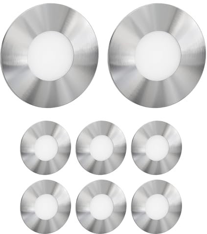 ledscom.de 8 Stück LED Treppenlicht/Wandeinbauleuchte FEX für innen und außen, rund, edelstahl, 85mm Ø, kaltweiß