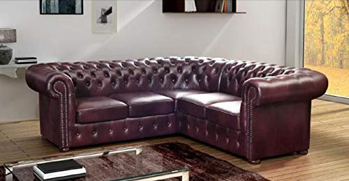 JVmoebel Chesterfield Ecksofa Ledercouch Eck Sofa Polster Sitz Couch Leder Garnitur Napol