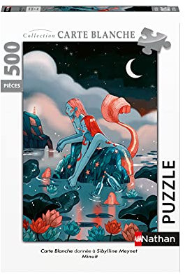 Nathan 4005556872459 500 Teile – Mitternacht/Sibylline Meynet (weiße Karte) Puzzle für Erwachsene