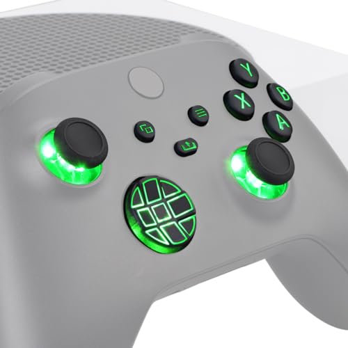 eXtremeRate Leuchttasten für Xbox Series X/S Controller,Tasten Knöpfe Buttons D-pad Thumbsticks ABXY-Menü-/Ansicht-Taste DTF LED Kit für Xbox Core X/S Controller-Schwarz Klassische Symboltasten