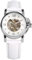 SENRUD Luxuriöse Damen-Automatikuhr, weißes Leder, wasserdicht, automatische mechanische Skelett-Uhr, Weiss/opulenter Garten, Automatikuhr, mechanisch, Skelettuhr