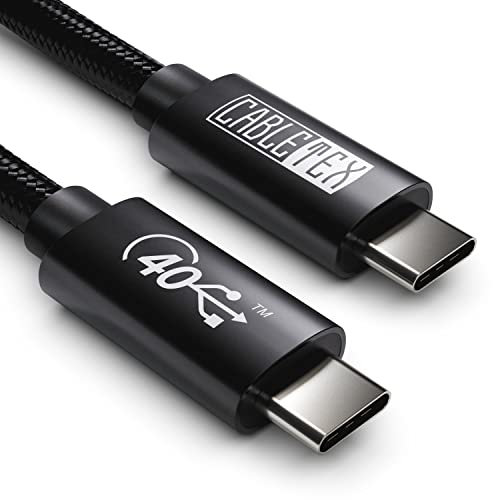 CABLETEX 2m USB 4 Gen3x2 Monitorkabel für Thunderbolt 3 | 40GBit/s | 8K Video | 100W | 5A | 20V | Für MacBook Pro M1 & M2, USB-C Bildschirm, Docking Stations, SSD, eGPU