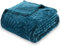 SOCHOW Flanell Fleecedecke mit 3D-Blattmuster, leichte, superweiche, gemütliche Plüsch-Bettdecke/Sofadecke 150 x 200 cm, Blau Grün