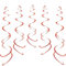GAKA FAVOR 30 Stück Wirbel Deko Rot Spiralen Girlande Folien Deckenhänger DoppelSpiral Deko für Geburtstag, Hochzeit, Silvester oder Karneval Partydeko