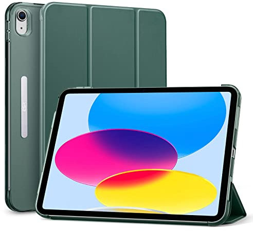 ESR Cover Ascend Trifold Case Compatibile con iPad 10a Generazione (2022, 10,9 Pollici), Automattica riattivazione/Standby, Supporto Trifold, Custodia Leggera e Rigida, Verde Opaco