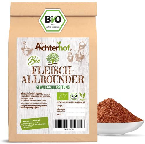 Fleischallrounder Gewürzzubereitung Bio 100g | universell einsetzbares Fleischgewürz | Milde Schärfe | Bio-Qualität | vom Achterhof