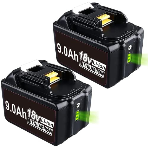 DASNITE 2 Stück BL1890B 18V 9.0Ah Li-ion Ersetzen für Makita Akku 18V BL1890 BL1860 BL1850B BL1850 BL1840B BL1840 BL1830 194205-3 LXT-400 mit LED Indikator