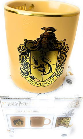 Official Harry Potter Hufflepuff Mug with Gold Foil and Embossed 3D Logo in a Box