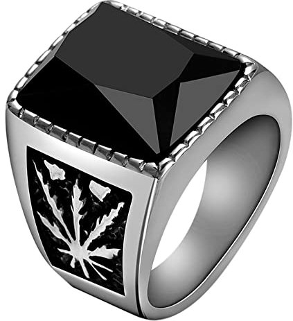 OIDEA Herren Siegelring Edelstahl Strass: Silber Vintage Fingerring Bandring Breit Punk Rock Hiphop Stil Freundschaftsring Größe 71(22.6)