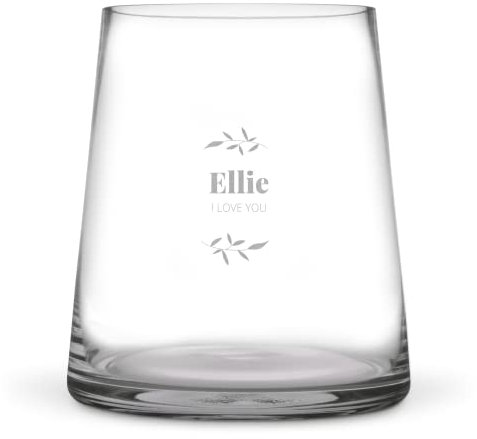 Vase avec Gravure - Vase en Verre Transparent personnalisé avec Gravure nom ou Texte (Transparent)