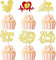 24 Stück Happy Mother's Day Tortendeko, Glitzer Herz Best Mom Cake Toppers I Love You Kuchen Deko Cupcke Toppers für Glücklicher Muttertag Thema Frauen Geburtstag Party Supplies Gold